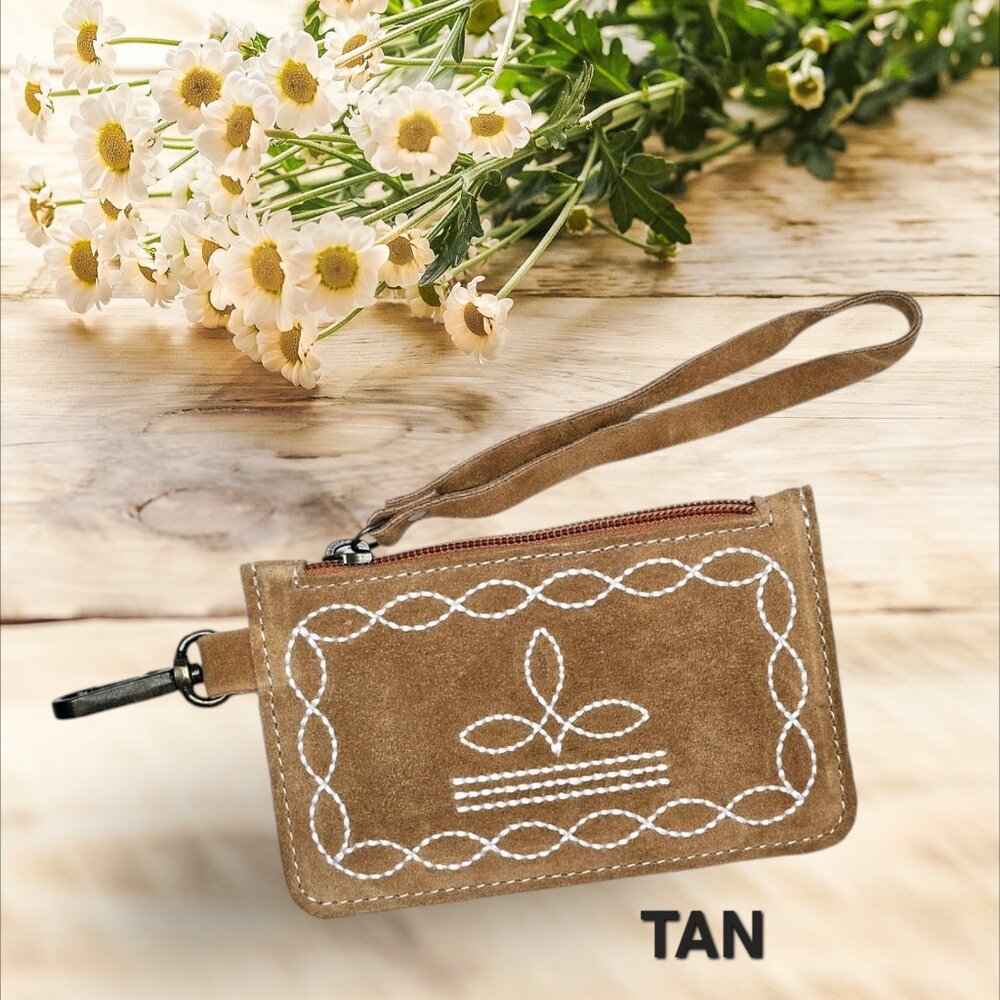 Genuine Leather Western Style Coins & Notes Purse with ID or Credit Card Pocket